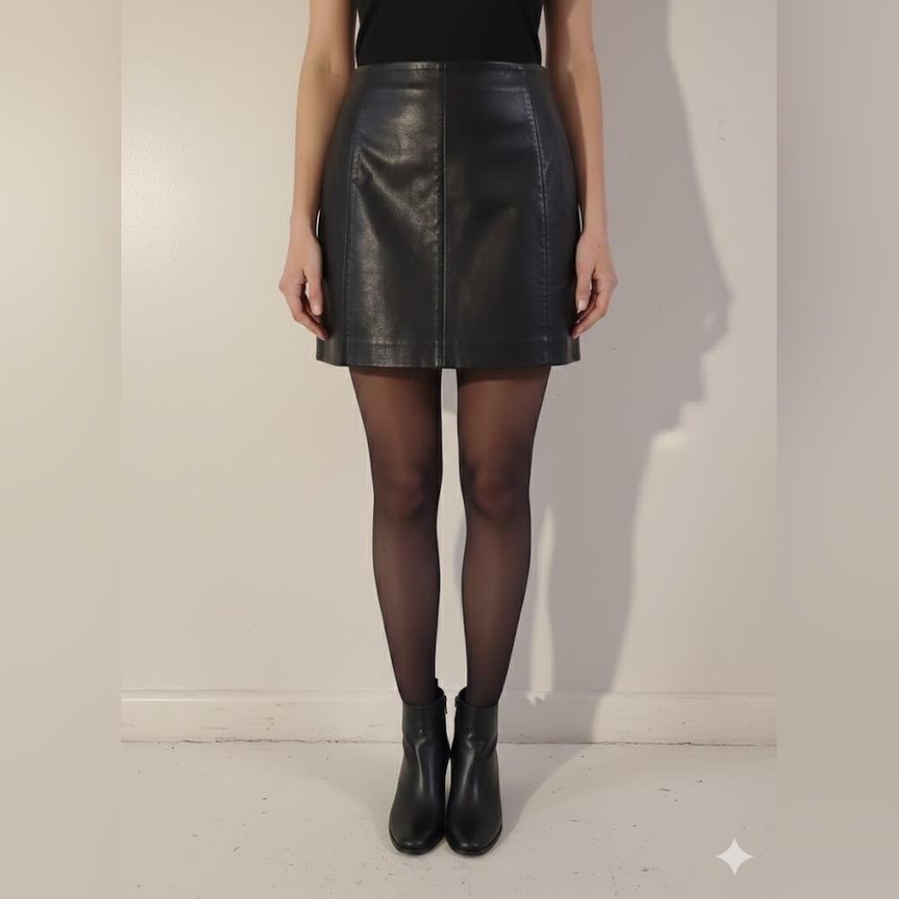 Muubaa Lamb Leather Mini Skirt | Black/Pink Edition Size 4